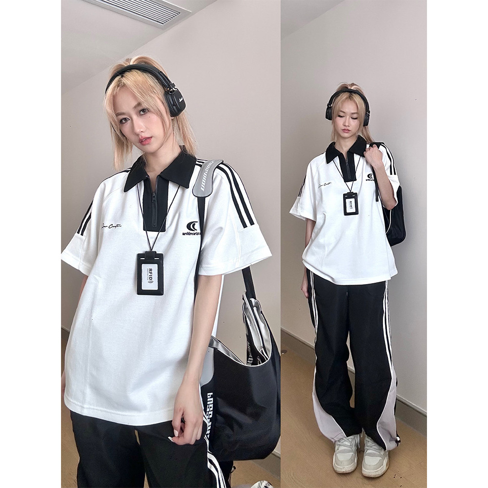 ส่งไวจากไทย SELLDA M-2XL เสื้อโปโล แขนสั้น เสื้อยืด ผู้หญิง เสื้อสาวอวบ งานปัก เกาหลี โอเวอร์ไซส์