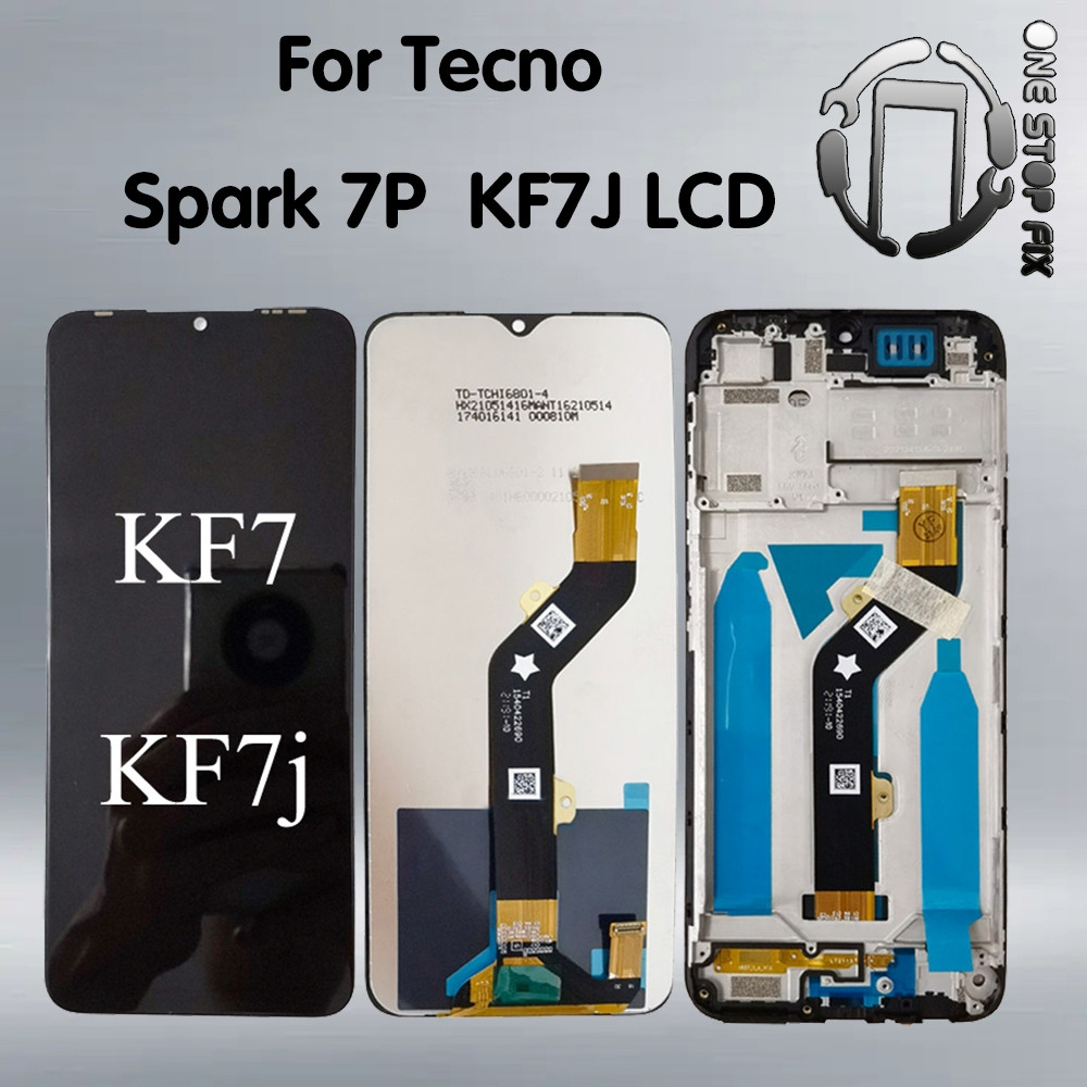 6.8 "สําหรับ Tecno Spark 7P KF7j จอแสดงผล LCD Touch Screen Digitizer Assembly Repair อะไหล่