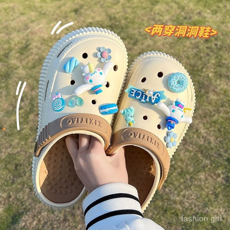 icy.sport รองเท้าแตะพื้นหนาเวอร์ชั่นเกาหลี 2023 ใหม่รองเท้าแตะกันลื่นลายการ์ตูนน่ารัก X121
