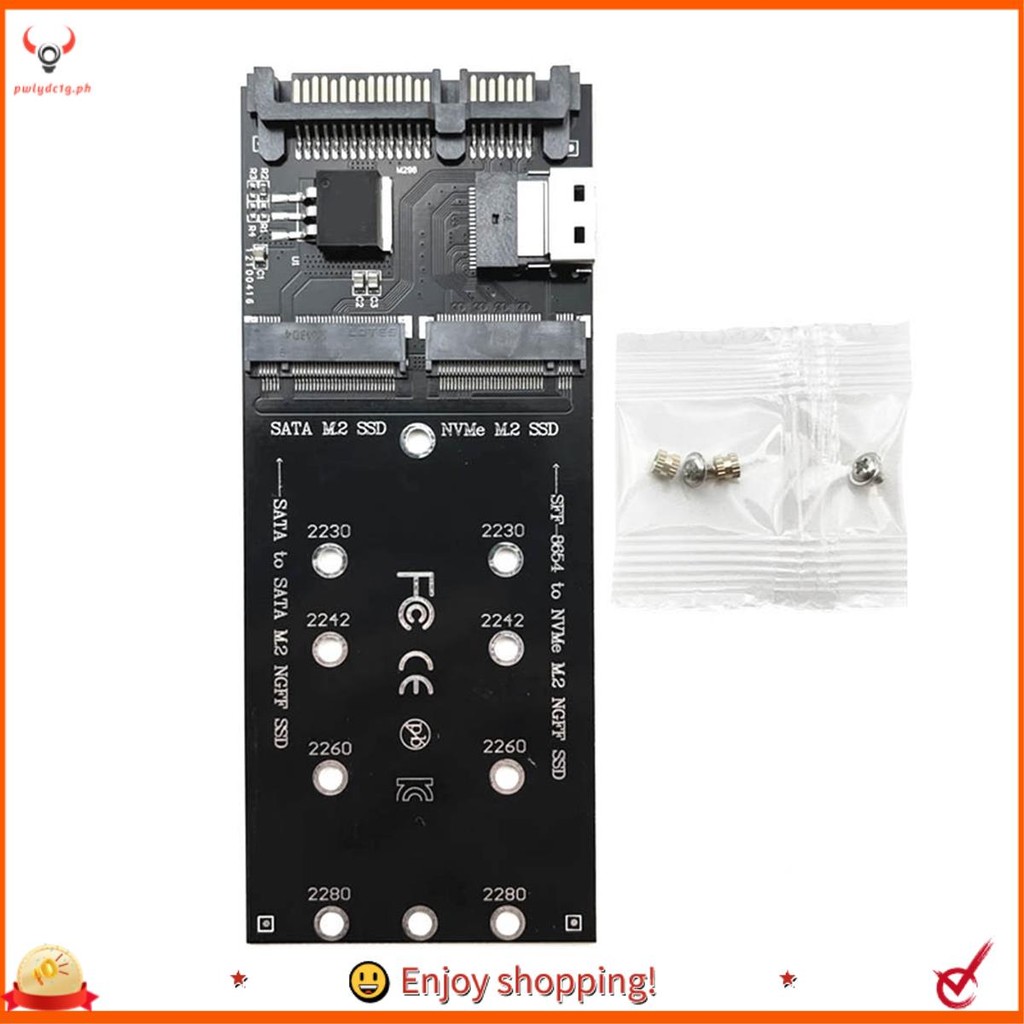อะแดปเตอร์ SSD pwlydc1gM2 M.2 SATA Ngff SSD เป็น SATA + M2 NVME SSD เป็น SFF-8654 Converter SATA เป็