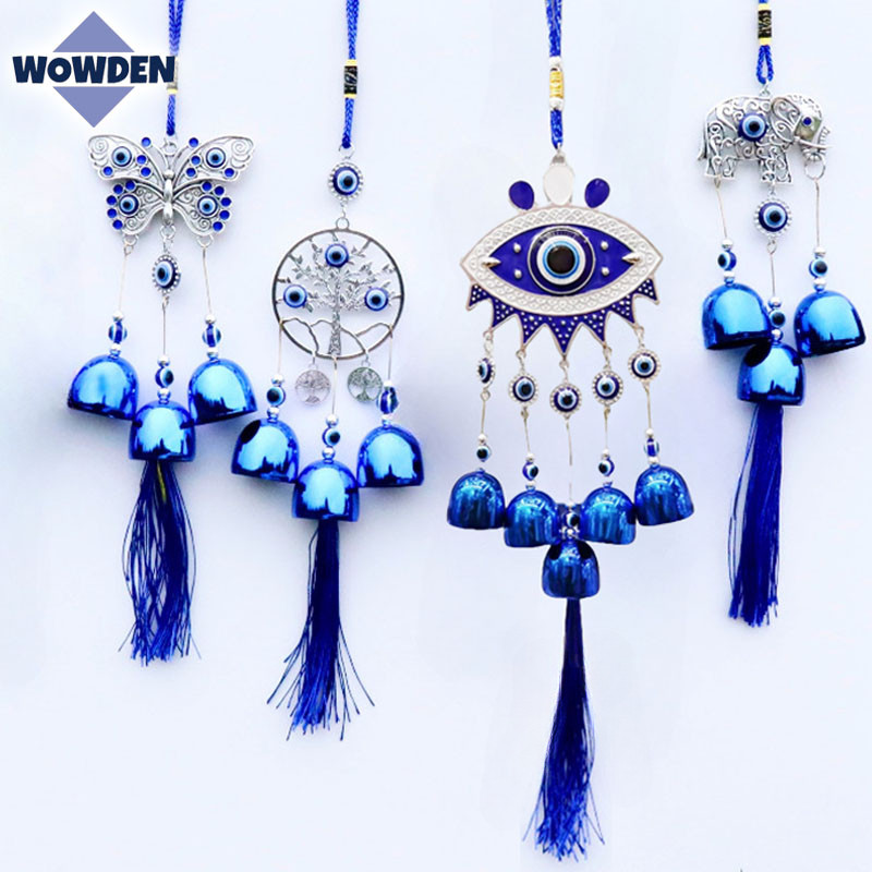 กระดิ่งลม กระดิ่งลมฮวงจุ้ย ดวงตาปีศาจ สีฟ้า EVIL EYE โมบายฮวงจุ้ย เสริมดวงชะตา เรียกทรัพย์ นำโชคดี