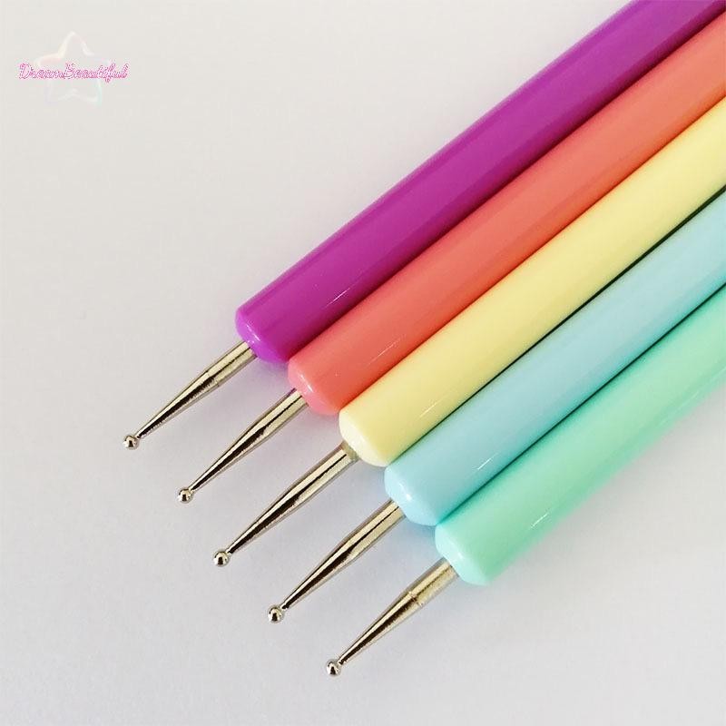 <DBFl-t> 5 ชิ้น Double Point เจาะปากกา Dot Painting Point ปากกาเล็บแปรง Salon Dotting เล็บเครื่องมือหลายสีใหม่