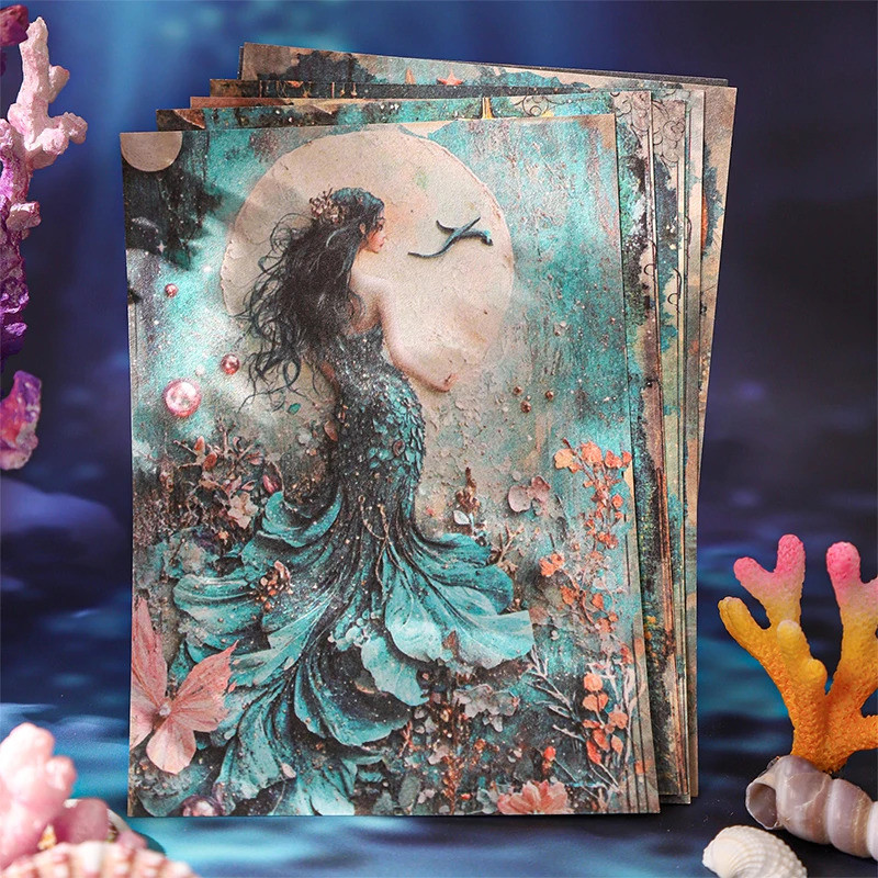 Journal GO 30pcs Vintage Mermaid วัสดุกระดาษตกแต่ง Scrapbooking Handmade DIY Junk Journal พื้นหลังอุปกรณ์ ราคา ถูกที่สุด ดีลบีเคเค แกลเลอรีภาพที่ 4