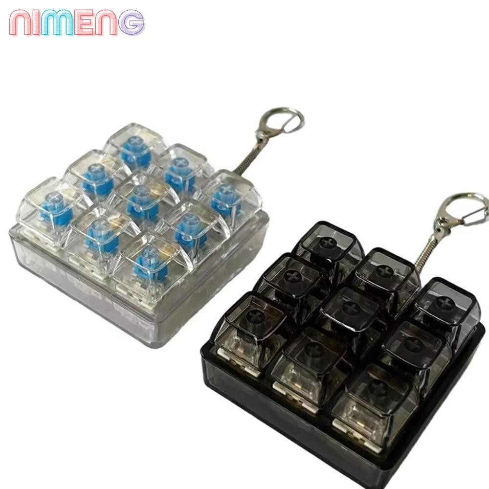 NIMENG คีย์บอร์ดนิ้ว, ความเครียดบรรเทา 3/4/9 คีย์ Fidget พวงกุญแจ, ผ่อนคลาย Pass The Time Gadget Keycap ของเล่นบีบอัดผู้ใหญ่