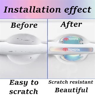 【ZEMAR】4/8Pcs รถประตูชามสติกเกอร์ Anti Scratch สติกเกอร์เลเซอร์ที่มีสีสันรถมือจับประตูกระจกมองหลังป้องกันรุ่นหนาสําหรับรถหลายรุ่น