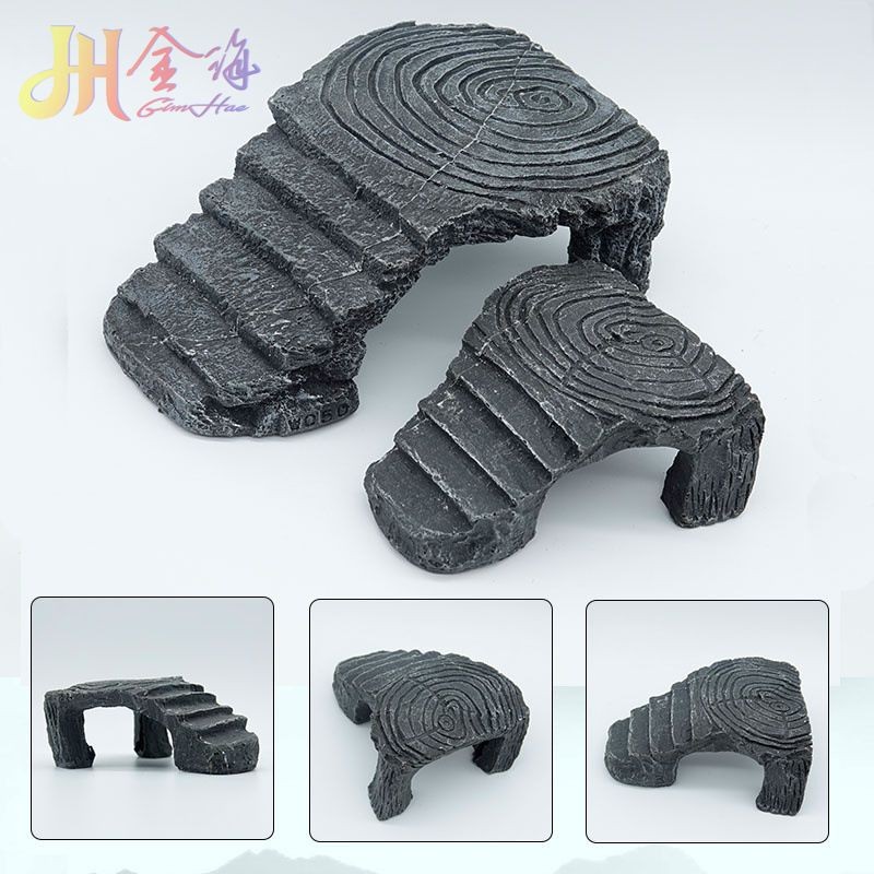 乌龟晒台龟缸龟台晒台爬坡台晒背台仿真石头躲避洞造景摆大小码Turtle drying platform, turtle tank, turtle drying platform, climbing p