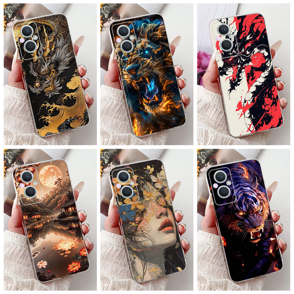 สําหรับ OPPO Reno7 Z 5G / Reno8 Z 5G ใหม่ Cool Dragon ภาพวาดปลอก Reno 7Z 8Z 5G CPH2343 ซิลิโคนนุ่ม TPU เคสโทรศัพท์