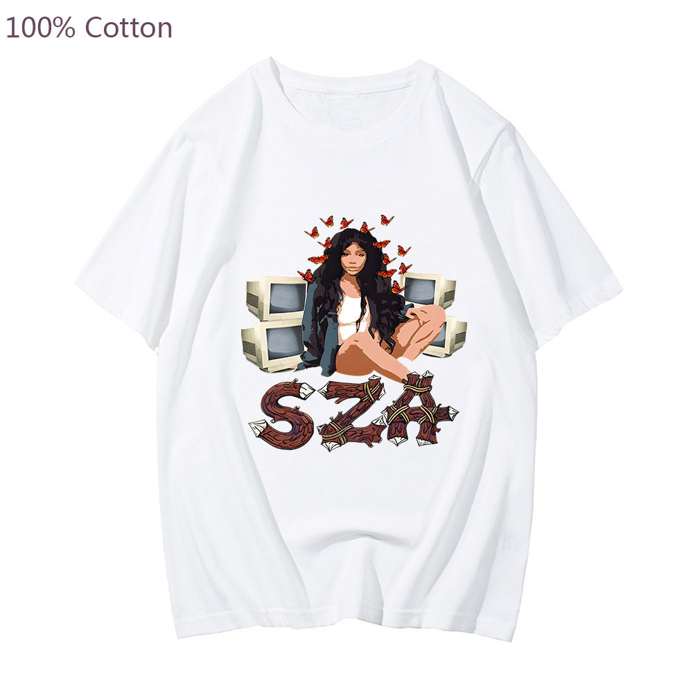 เสื้อยืด SZA Ctrl ใหม่ - เสื้อยืดผ้าฝ้าย Unisex ผ้าฝ้าย 100% พิมพ์การออกแบบรอบคอด้านบนแขนสั้น