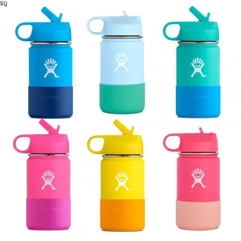 Hydro Flask 12oz ขวดน้ําสําหรับเด็กพร้อมฝาปิดฟาง-สแตนเลสหุ้มฉนวน, ป้องกันการรั่วซึม, ปราศจาก BPA, ที