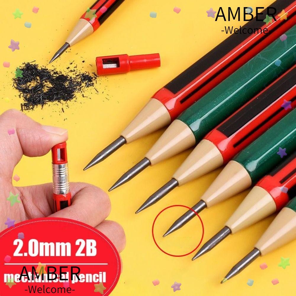 ดินสออัตโนมัติ AMBER ชนิดกด 2.0MM 2B ดินสอกด Simple มาพร้อมเครื่องเขียน Sharpener Sketch Drawing Writing Tool Sketch Pencil นักเรียน