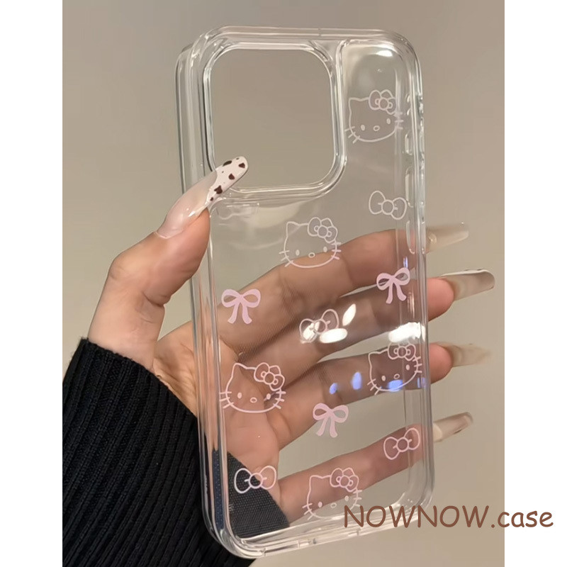 สําหรับ IPhone 16 15 14 PLUS 13 12 11 Pro Max X XR XS Max 7 8 Plus SE การ์ตูนน่ารักสีชมพู Cat Love โปร่งใสเคสโทรศัพท์ปกอ่อน