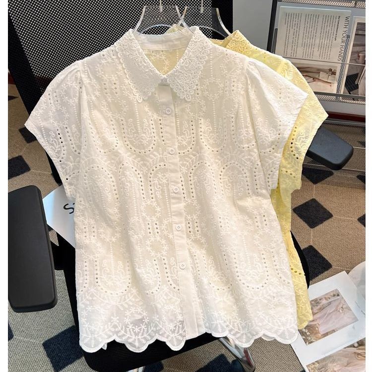 เสื้อลายดอกแขนสั้นสำหรับผู้หญิงแบบโครเชต์หรูหรา เหมาะสำหรับฤดูร้อน – โปรปัง