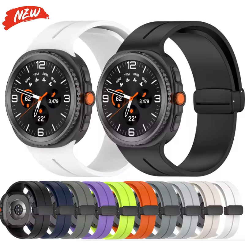 หัวเข็มขัดแม่เหล็กสําหรับ Samsung Galaxy Watch 8 40/44 มม.8 คลาสสิก 46 มม.กีฬาสายรัดซิลิโคน Galaxy Watch Ultra 2025 47 มม.สร้อยข้อมืออุปกรณ์เสริม