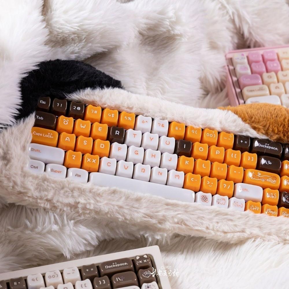 Cat Head ShapeThree Felinae Keycaps 140 คีย์ MAO Profile PC UV Process Aula F75 F99 RK100 Mechanical