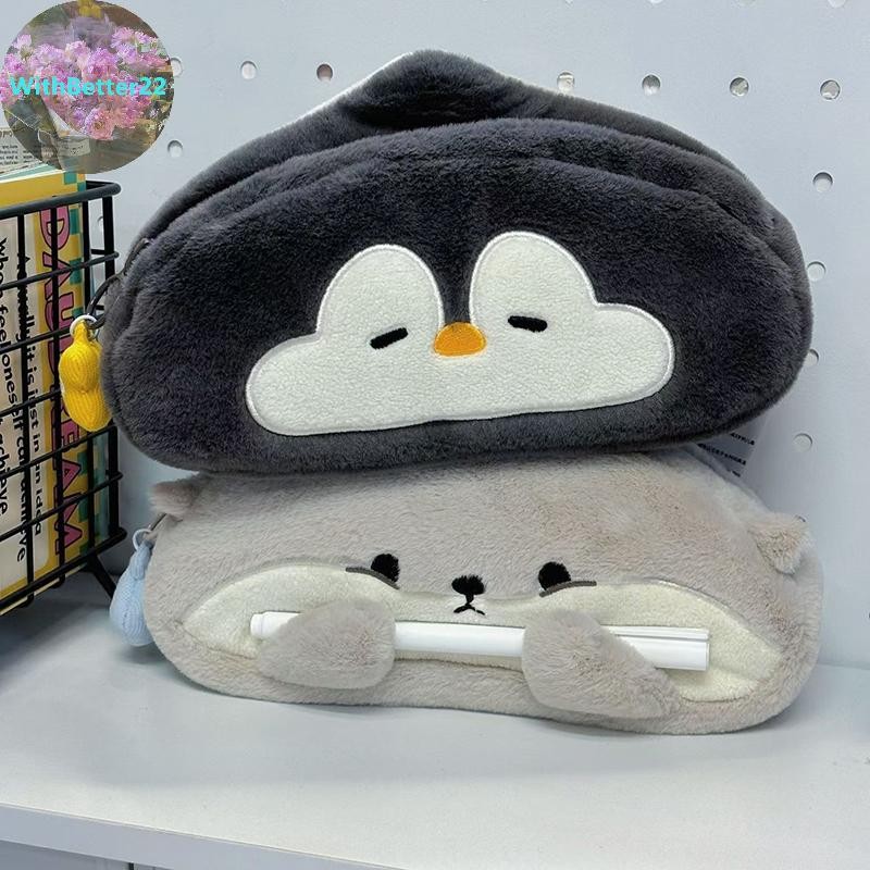 ด้วยดีกว่าน่ารักการ์ตูน Little Otter Penguin Plush ปากกากระเป๋าขนาดใหญ่ความจุ Kawaii ดินสอเครื่องเขียนอุปกรณ์การเรียนเครื่องเขียนกระเป๋า TH