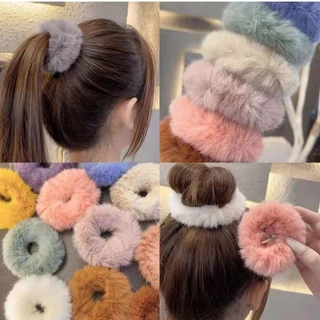 S0355 ยางรัดผมขนปุย ขนฟู นุ่มนิ่ม ขนาด 3นิ้ว ยางโดนัทรัดผมน่ารัก สีพาสเทล ผมนุ่มฟู แฟชั่นเกาหลี