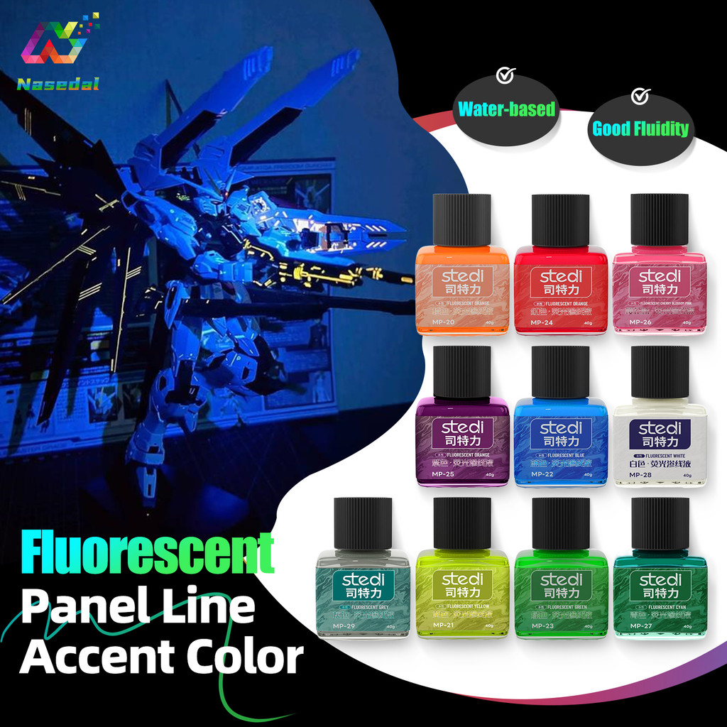 Stedi MP-20 ~ 24 40g Fluorescent Panel Liner สีน้ํา Penetrating หมึกสําหรับ Gundam Gunpla GK รุ่นสีเครื่องมืองานอดิเรก DIY เรืองแสงแผงซับ Fluid Pigment