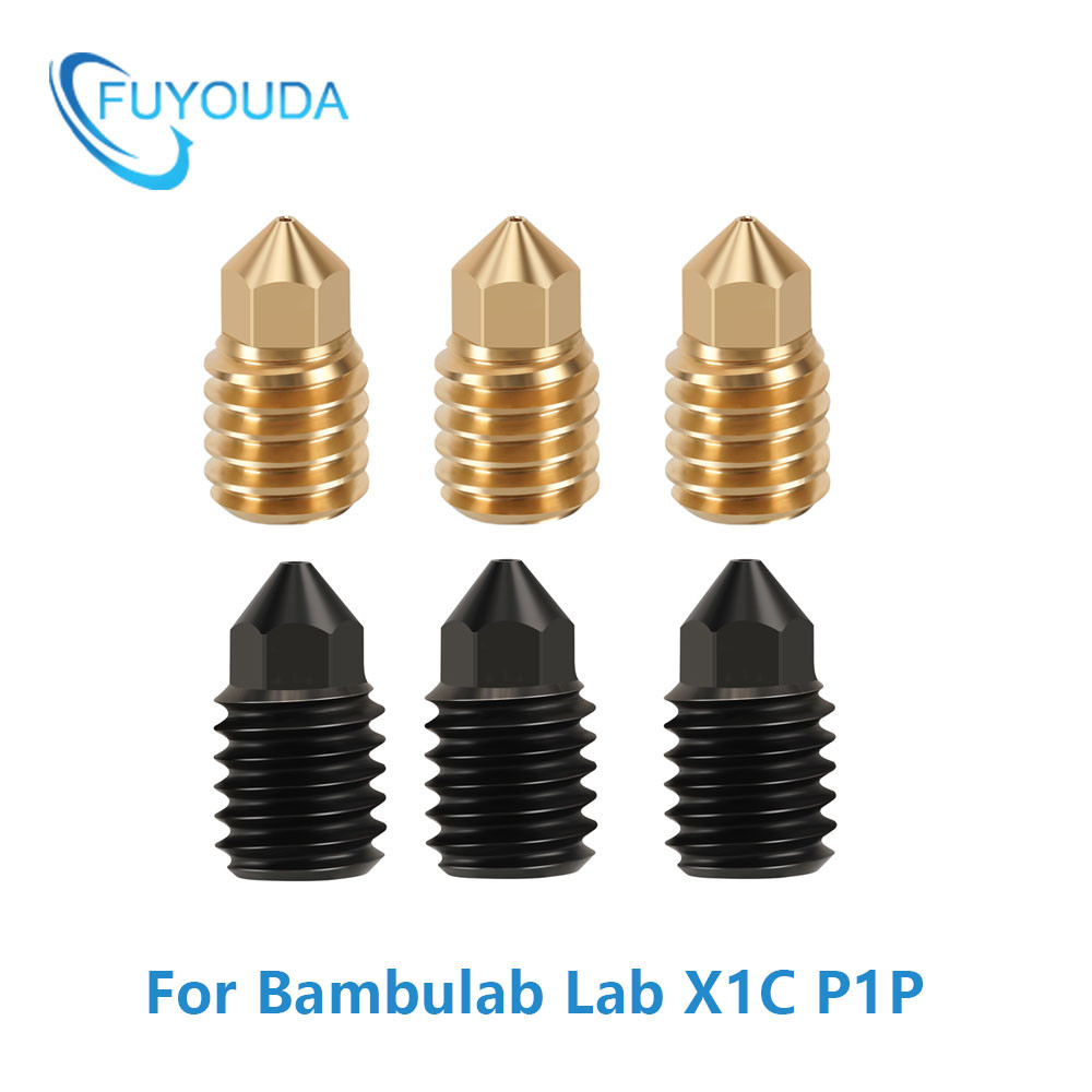 For Bambu Lab X1 P1P Brass Nozzle Hard Steel Nozzle 0.2-0.8mm for Bambulab X1C/ P1P/ P1S Carbon 3D P