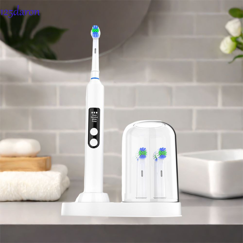 DARON1 2 ชุดหัวแปรง Storage Bracket, 2 in 1 พร้อมถ้วยฝุ่นแปรงสีฟันไฟฟ้า,ปฏิบัติประหยัดพื้นที่พลาสติก