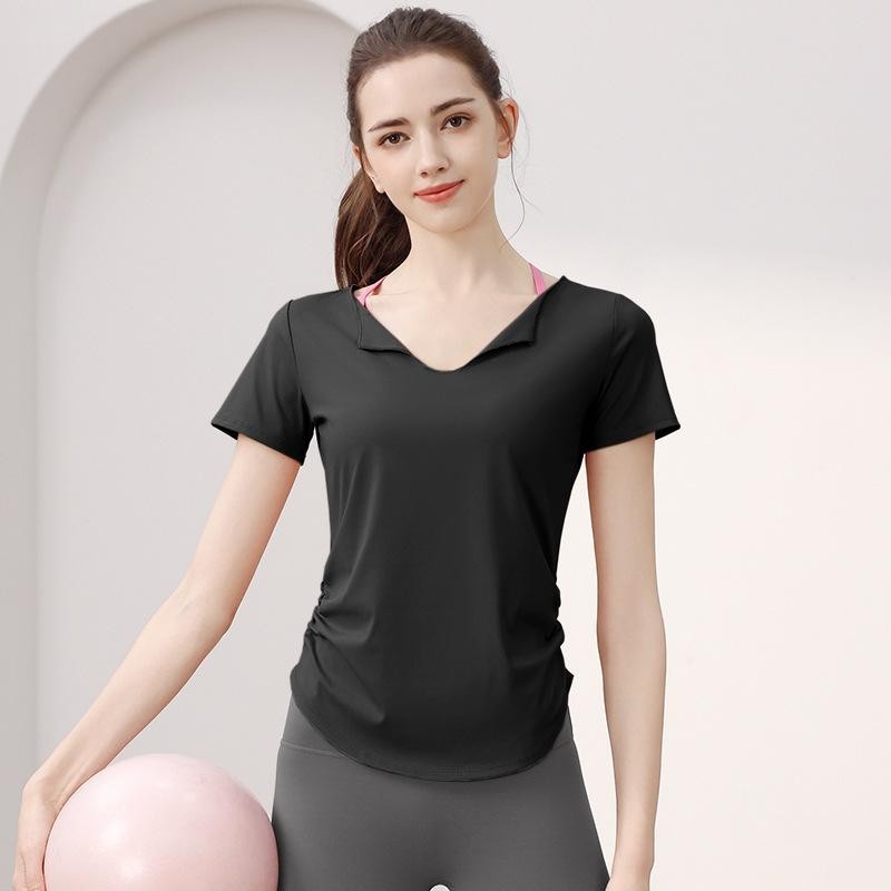 เสื้อยืดออกกำลังกายผู้หญิง ปลอกคอมีสไตล์ ไร้รอยต่อ รูปที่ 7