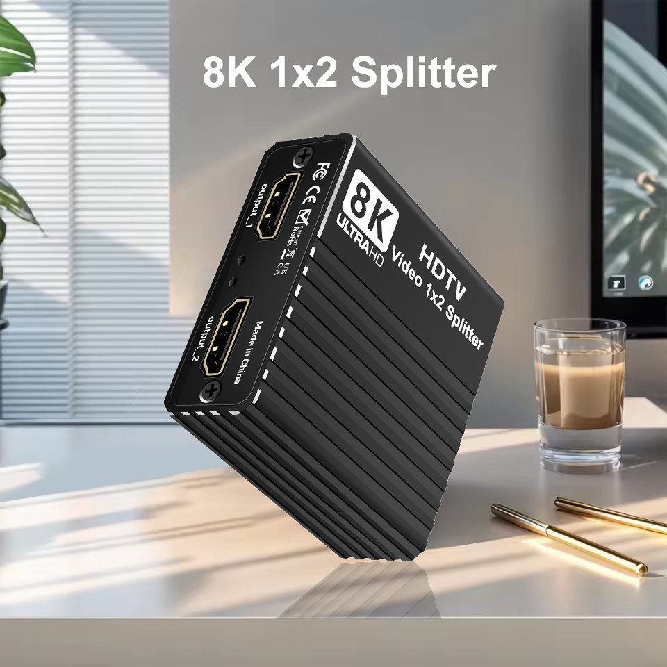 8Kp60 1 ถึง 2 Splitter 1 IN 2 Out Dual Display 1X2 HDMI Splitter 4K120hz 1080P240hz Video จําหน่าย