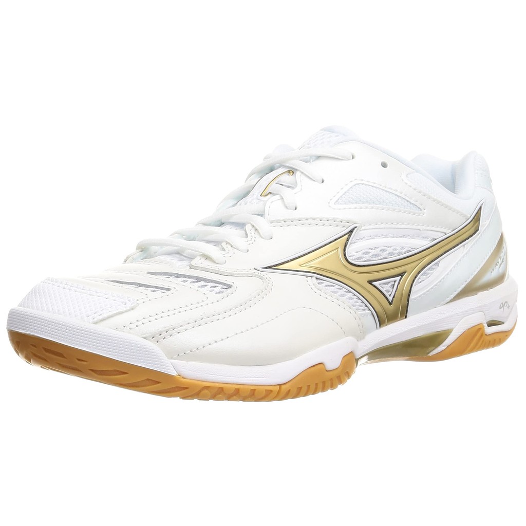 Mizuno Wave Fang Pro Badminton Shoes - White/Gold (Various Sizes) 2E