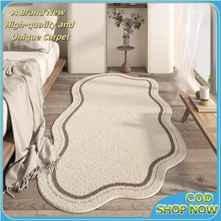 พรมปูพื้นห้องนอนลายครีมสไตล์ไม่สม่ำเสมอ ผ้าแคชเมียร์เทียม ตก…