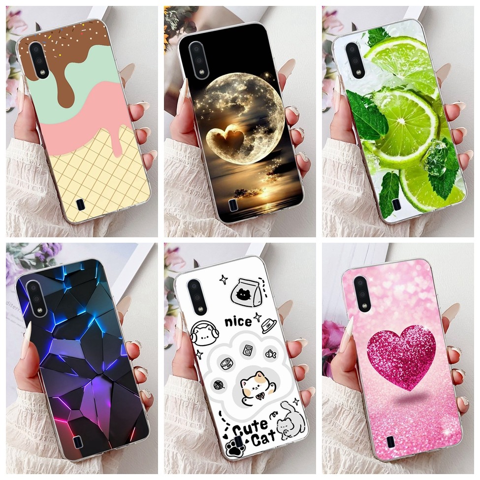 Clear สําหรับ Samsung A01 A015F A015G A015M สําหรับ Samsung Galaxy A01 กรณีผีเสื้อหรูหรารักแฟชั่นดอกไม้ Cool หล่อ Lion ทาสี
