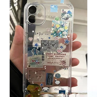 โปร่งใส จัดส่งจากประเทศไทย การ์ตูนน่ารักสติกเกอร์สไตล์โปร่ง for iPhone เคสไอโฟน 11 12 13 14 15 16 PLUS PRO MAX X XS MAX
