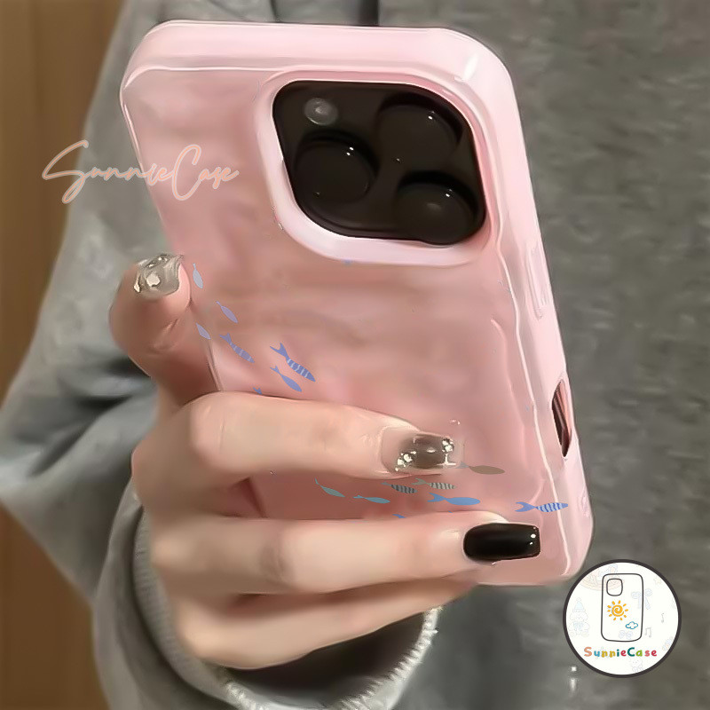 ปลา เคสไอโฟน 16 สำหรับ IPhone 13 11 16 15 12 14 Pro Max XS X XR Max 7 11 16 8 Plus แฟชั่น เปลือกอ่อนจีบ เปลือกอ่อน - รูปที่ 4