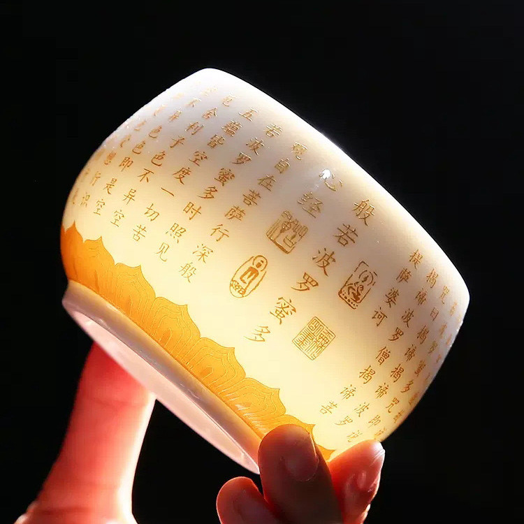 Rrr16 () Diamond Sutra 100 Fu Luck เซรามิคหัวใจ Sutra 58 Suet Heart Sutra/White Porcelain Master Cup