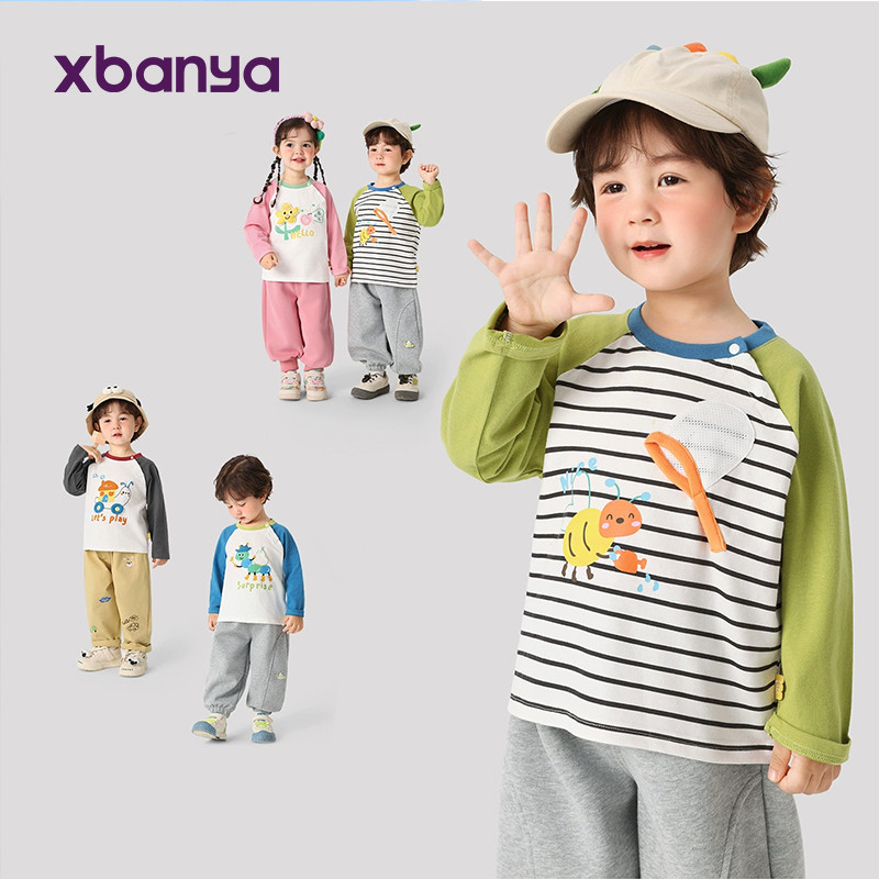 เสื้อยืดแขนยาวสำหรับเด็กผู้ชาย ออกแบบมาเพื่อความสะดวกสบาย ในสไตล์ทันสมัย สวมใส่ง่ายตลอดปี โดยเฉพาะในฤดูใบไม้ร่วงและฤดูใบไม้ผลิ