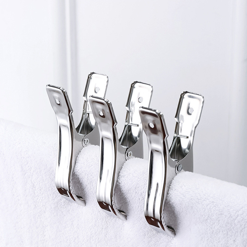 4 ชิ้น ที่หนีบผ้าสแตนเลสกันสนิม | หนีบแน่นพิเศษ ใช้ได้ทั้งผ้านวม-ผ้าห่ม-เสื้อผ้าทั่วไป