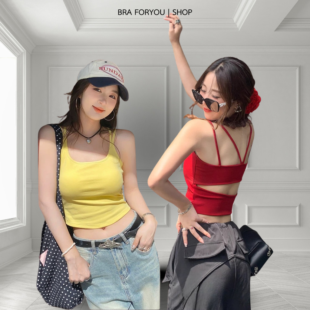 Bra Foryou สายเดี่ยวผ้าเรย่อนเปิดหลัง (H333) สำหรับผู้หญิงโชว์หลังเซ็กซี่ สีเทา Clothing Lady Women