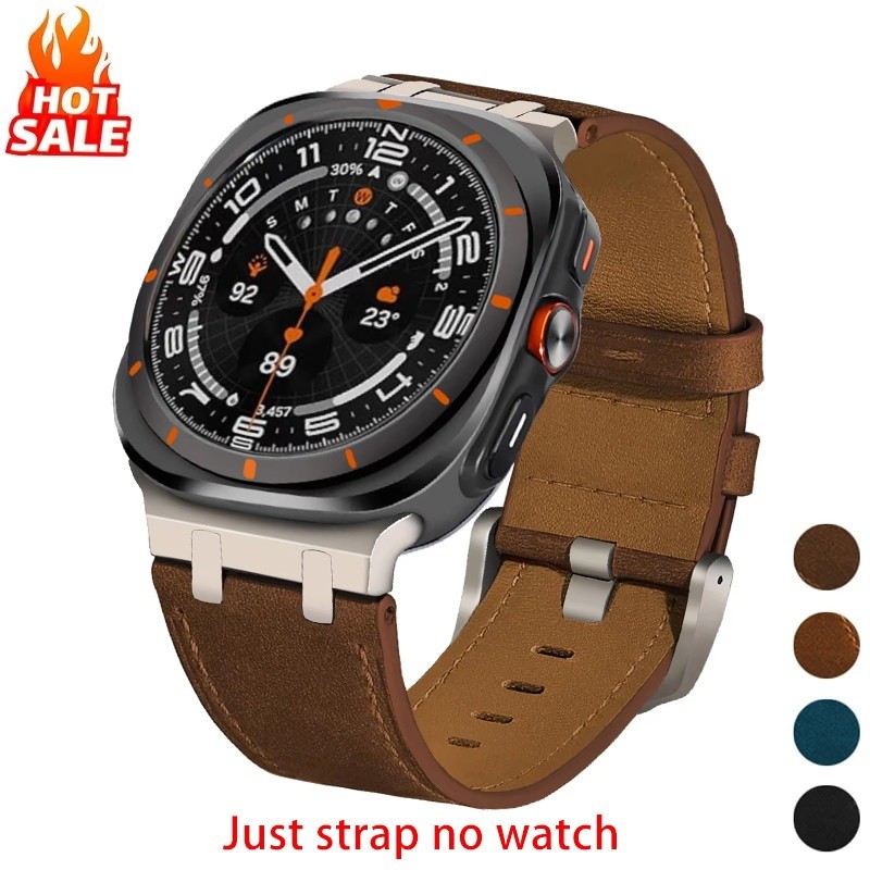 สายหนังหรูหราสําหรับ Samsung Galaxy Watch Ultra/Ultra 2025 47 มม.ไม่มี Gaps Watchband ผู้ชายผู้หญิงสายรัดข้อมืออุปกรณ์เสริม