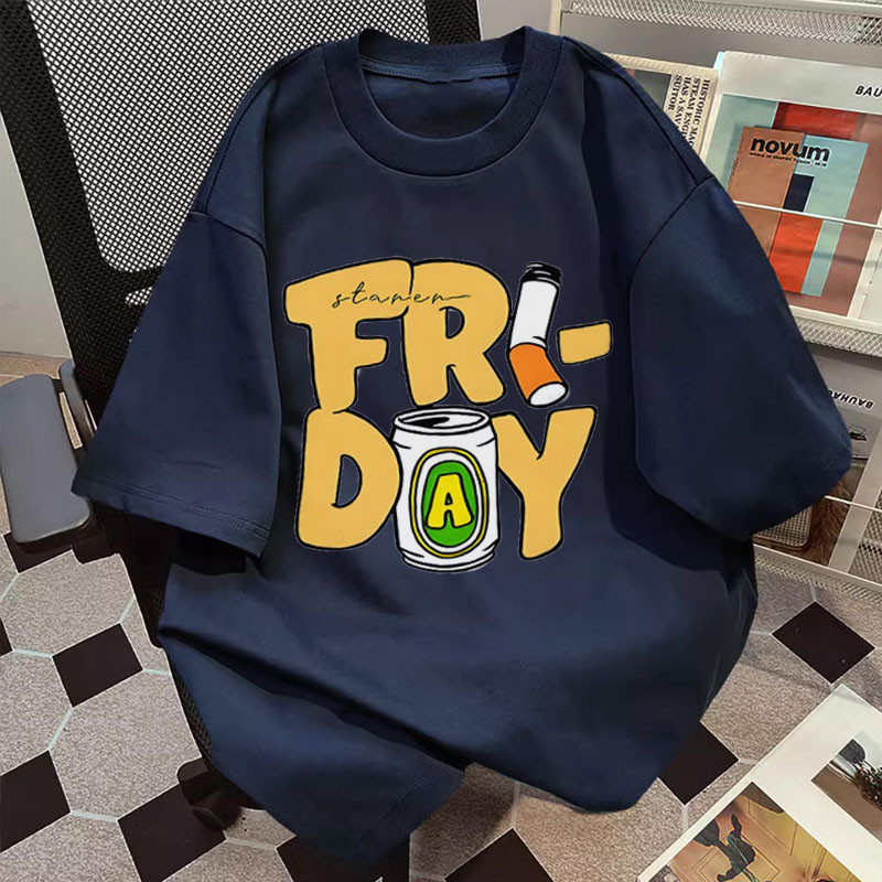 TeeTwoOneเสื้อคอกลม เสื้อน่ารัก สื้อยืด oversize โคตรนุ่ม ผ้าคอตตอน ลาย "FRIDAY" ผ้าCOTTON โคตรนุ่มเสื้อผ้า