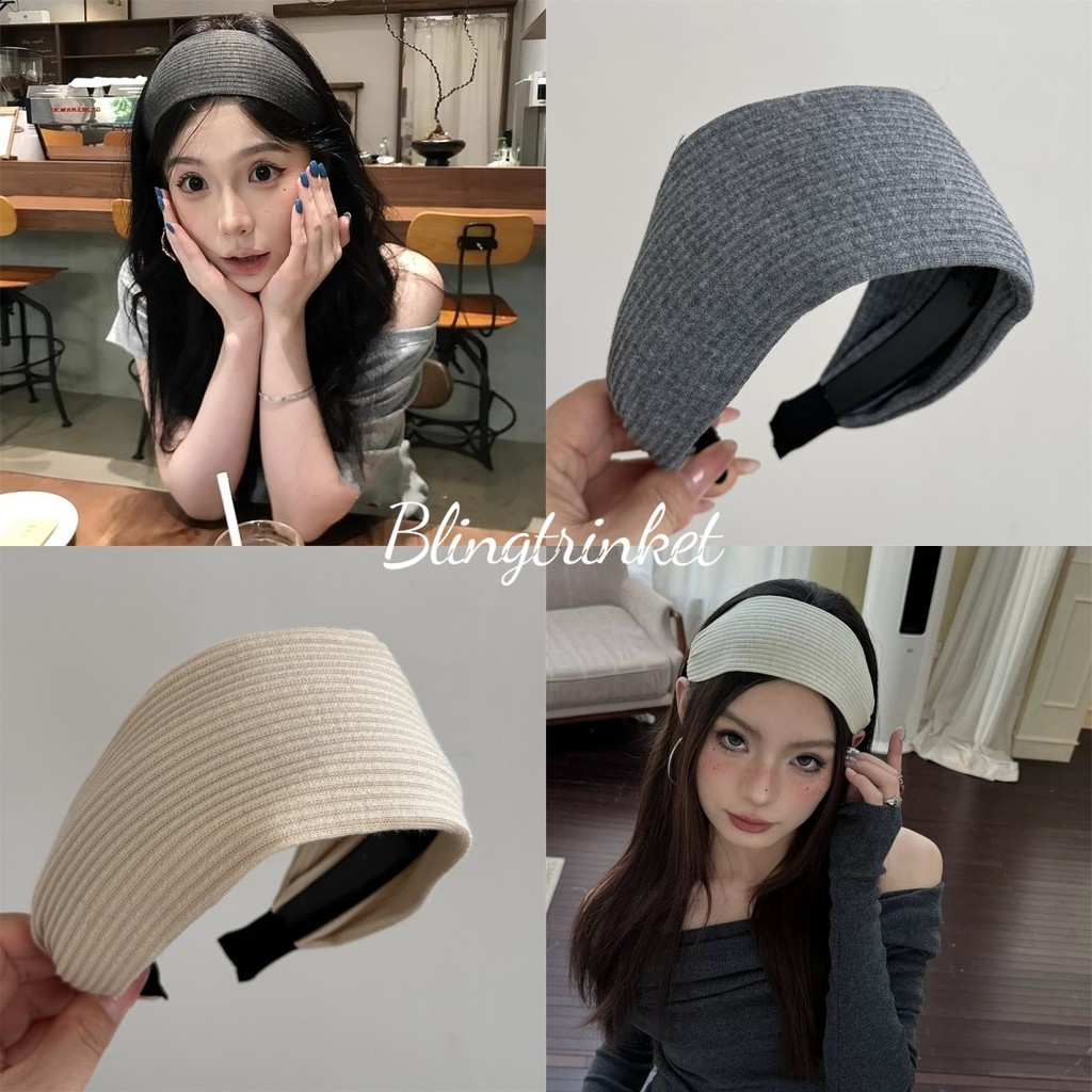 BlingTrinket   ยางมัดผม เรียบง่ายในสีทึบ การถักแบบขอบกว้าง คุณภาพดีและราคาถูก แฟชั่นระดับไฮเอนด์ ส่งไวจากไทย y2k