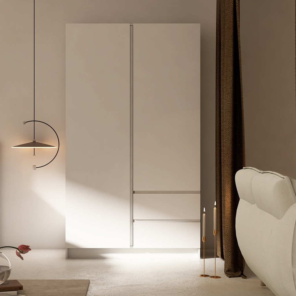 Looms ตู้เสื้อผ้าบานเปิด รุ่น KYOTO สีขาว (120x58x210 ซม.)  แบรนด์ LOOMS