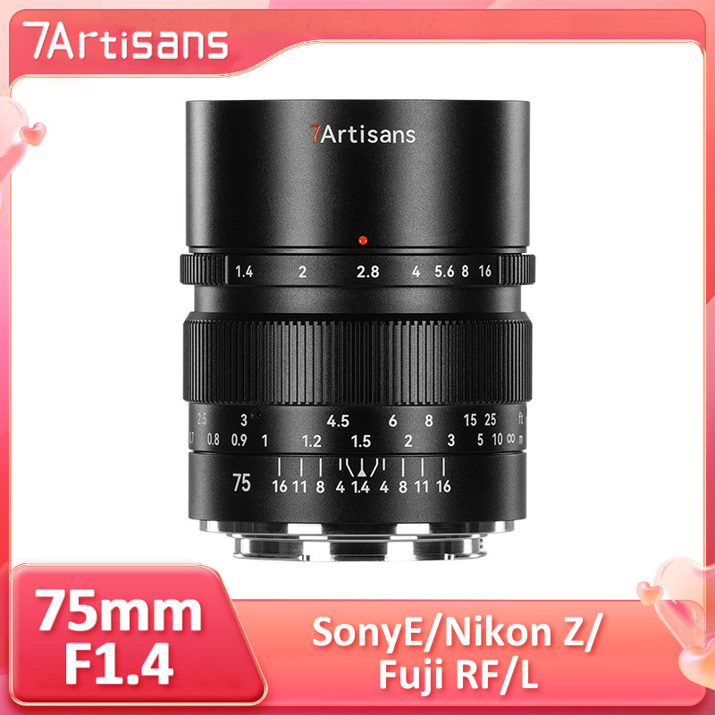 7Artisans 75mm F1.4 Full Frame รูรับแสงขนาดใหญ่ภาพการถ่ายภาพเลนส์ Cine สําหรับ Canon RF Sony E Nikon