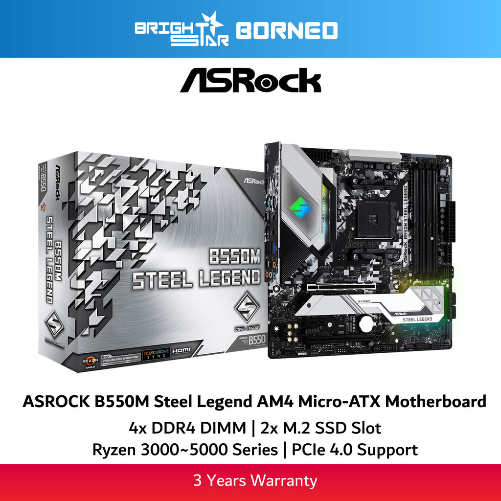 ASROCK B550M Steel Legend AM4 เมนบอร์ด Micro-ATX