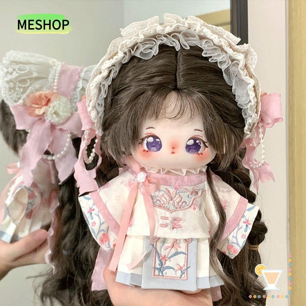 MESHOPTH ชุดกระโปรง แต่งตัว DIY เสื้อผ้าตุ๊กตาผ้าฝ้ายขนาด 20 ซม. แฟชั่นสไตล์จีนสไตล์โบราณตุ๊กตาเครื่องแต่งกายของเล่นเด็ก