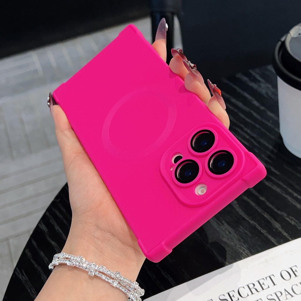 Square Magnetic Casing Lens Film Protection Phone Case for IPhone 16 15 14 Plus 13 Pro Max TPU Soft Back Cover