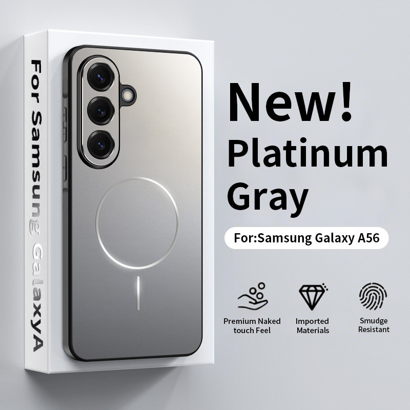 สําหรับ Samsung Galaxy A56 A36 A26 Luxury Matte Metallic Magnetic Full Lens Protection Case สําหรับ Samsung S25 Ultra S24 S23 Ultra Plus Wireless Charge Hard Anti-Fall Cover