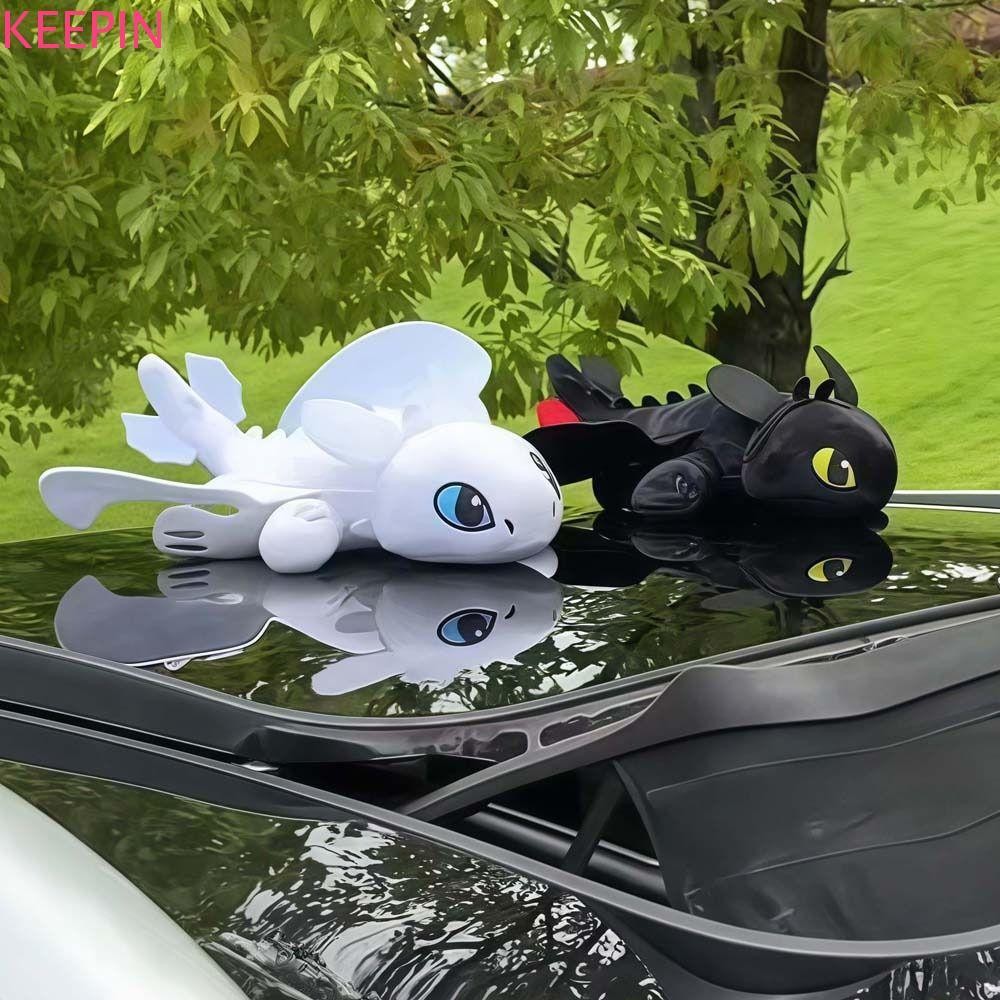 KEEPIN How To Train Your Dragon Plush, ตุ๊กตาสัตว์ Animation Peripheral Toothless Car Decorative, ตุ๊กตาฐาน Flying Dragon ตุ๊กตาการ์ตูน Dragon Plush Toy Car ภายใน