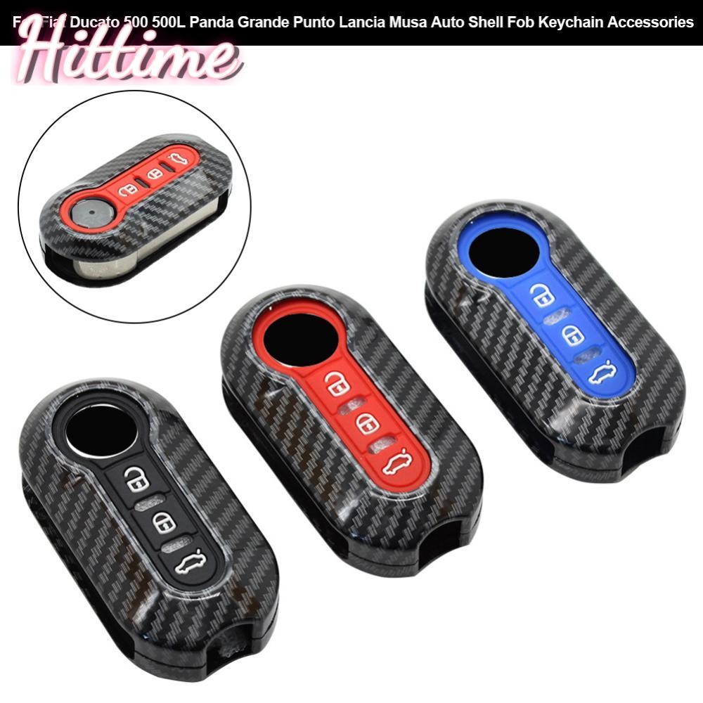 HITTIME รถฝาครอบ Auto Key Shell Fob พวงกุญแจ ABS & ซิลิโคนสําหรับ Fiat Ducato 500 500L Panda Grande 