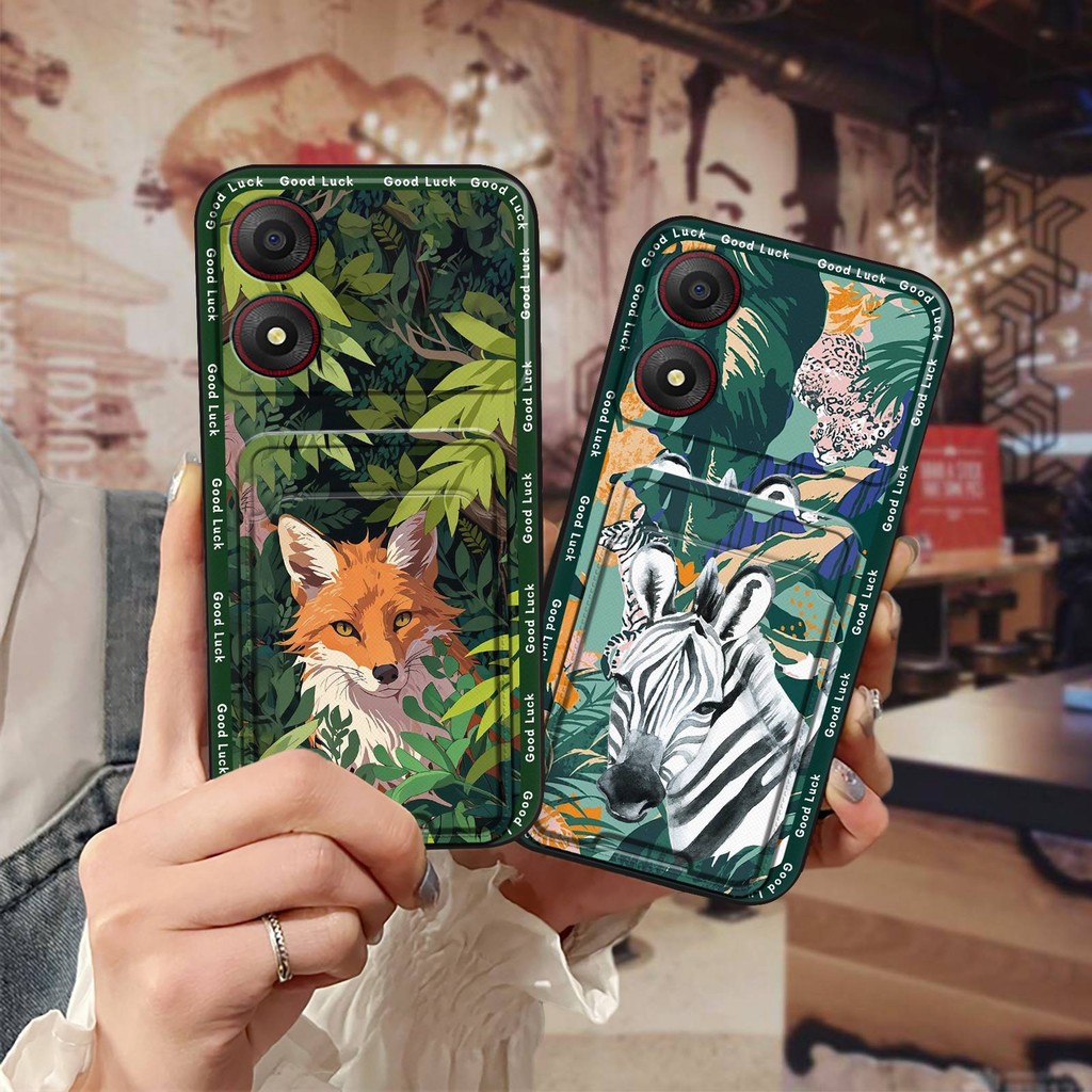 ZTE ป้องกันTPUเคสโทรศัพท์สําหรับZTE Blade A34 ป้องกันฝุ่นคลุมทั้งหมดกันน้ําการ์ตูนช่องใส่การ์ดน่ารัก