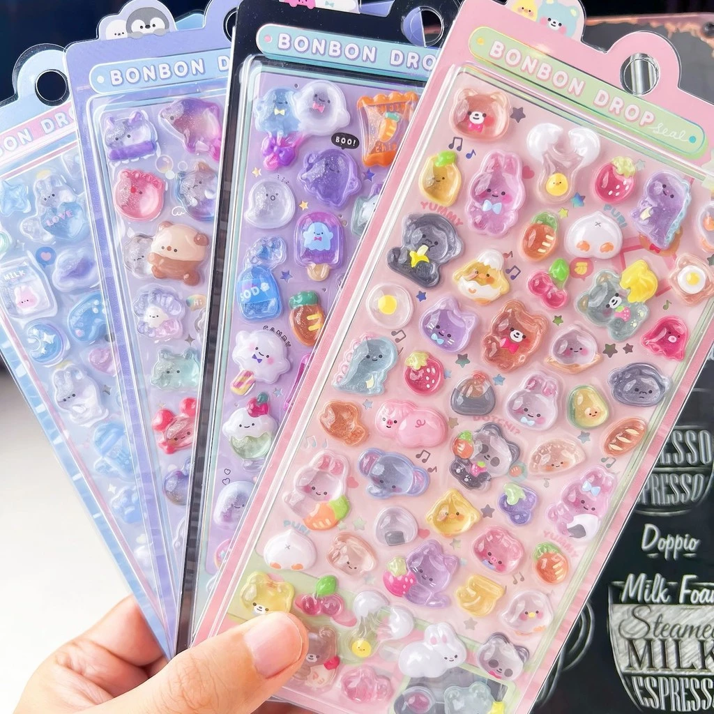 Creative Candy Ghost กระต่าย Drop 3D บรรเทาสติกเกอร์ Scrapbooking DIY ไดอารี่เครื่องเขียนสติกเกอร์ตกแต่งน่ารักความงามสติกเกอร์