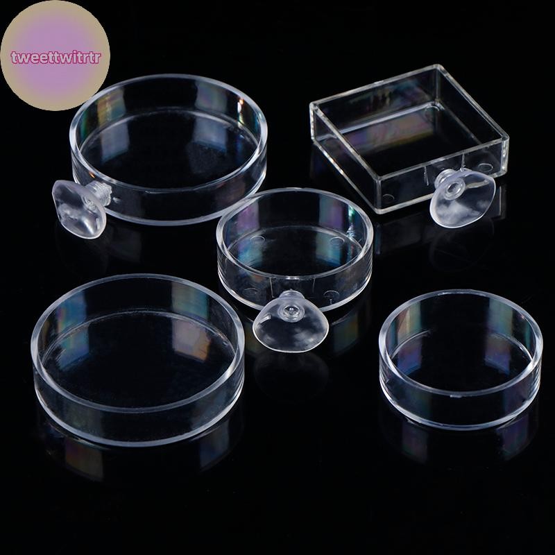 TRWITR Aquarium Feeder อะคริลิคโปร่งใสปลารอบสแควร์จานกล่องอาหารปลาและ Feeding อุปกรณ์เสริม TH