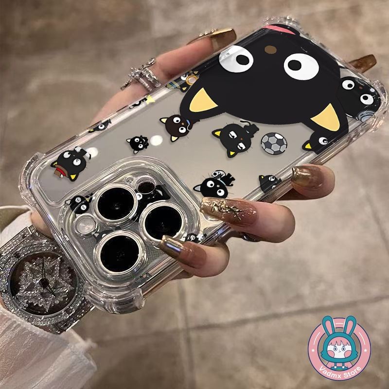 แมวดําสี่มุมเคสโทรศัพท์สําหรับ Tecno POP 10 9 8 7 6 5 4 Lite Air 2 2F Pova 7 6 5 4 3 2 Pro Neo 2 Curve 5G 4Gปลอกใสน่ารัก Anti-fall Soft Back ฝาครอบ - รูปที่ 2