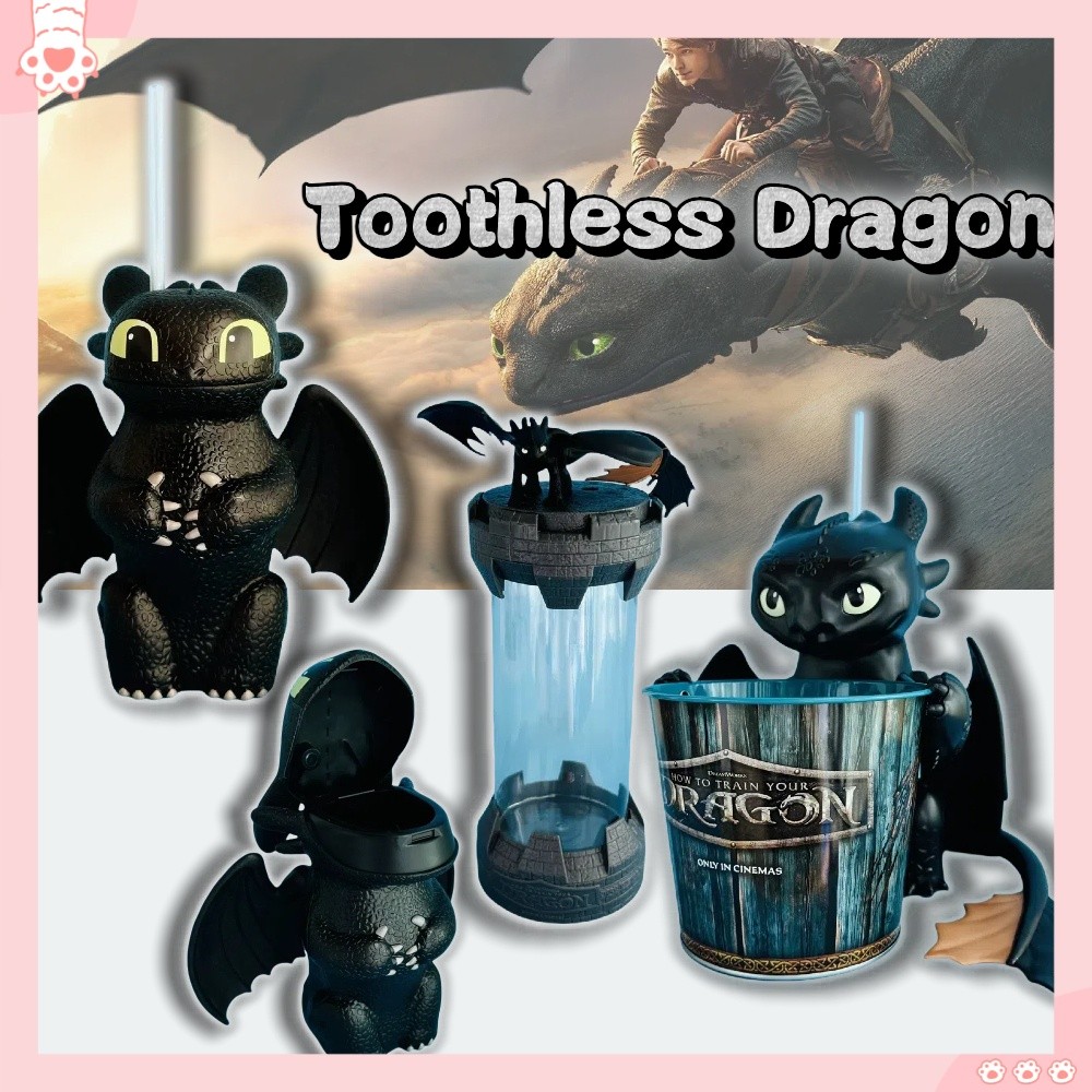 🚚 จัดส่ง12ชั่วโมง 🚚ถังป๊อปคอร์น และ แก้วน้ำ เขี้ยวกุด How To Train Your Dragon Live Action จาก โรงหนังต่างประเทศ
